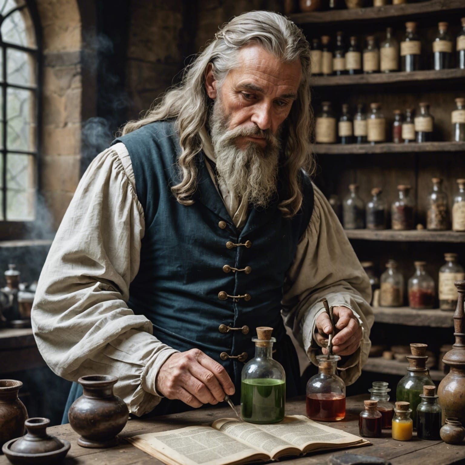 Medieval Apothecary Making Potion