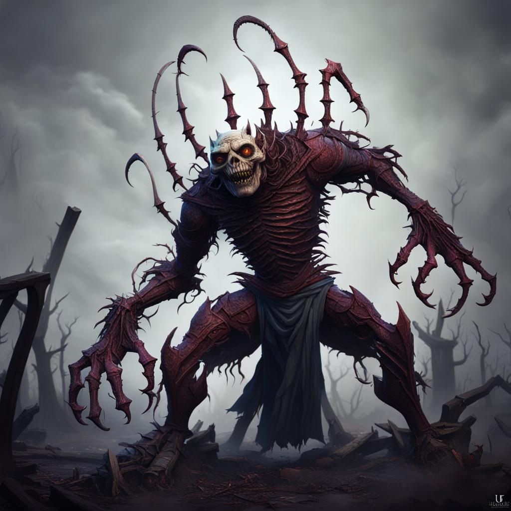 Creepy Crooked Man with Claws: Detailed Matte Painting