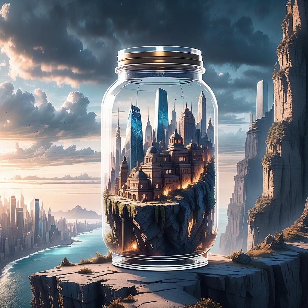 City in a Jar on Cliff Edge