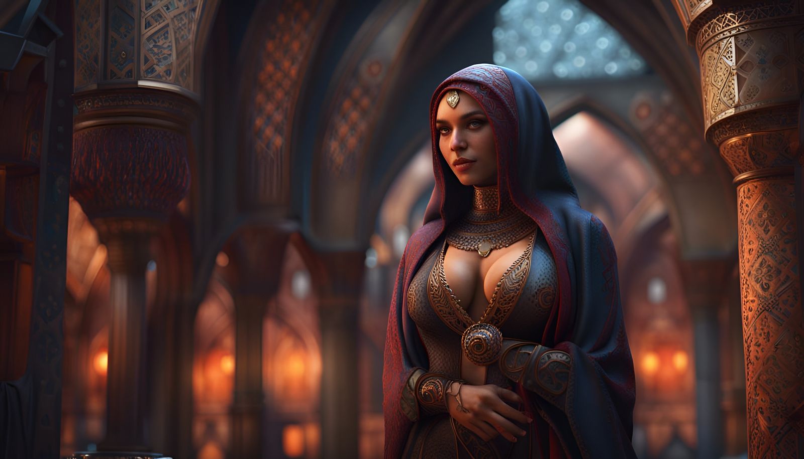 Figure in Traditional Islamic Dress: Matte Painting