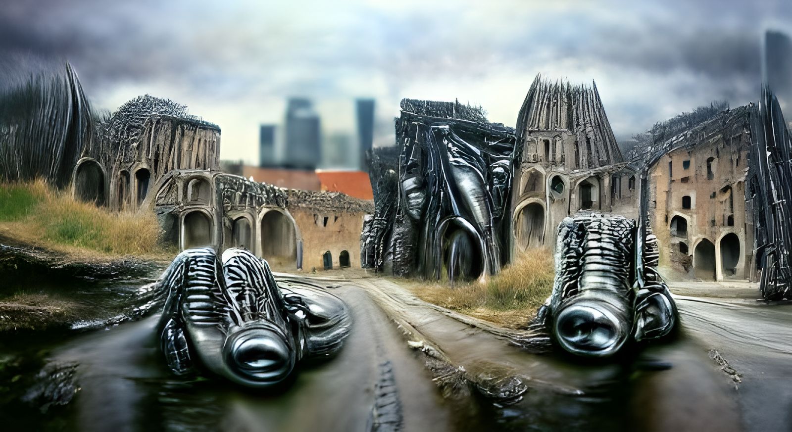 City in Ruins Aftermath in Photorealistic Style
