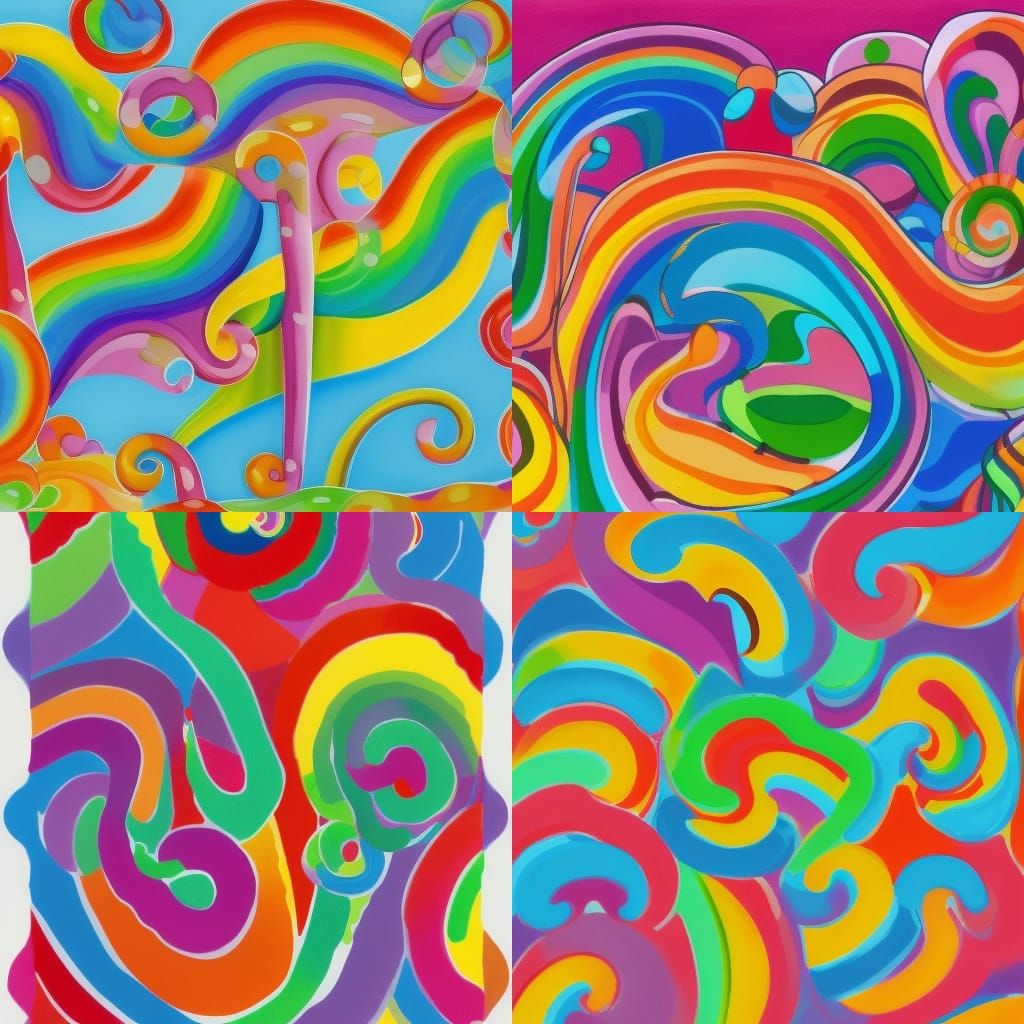 Vibrant Candyland Wonderland with Gouache Swirls