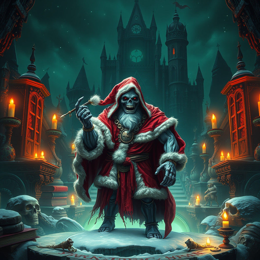 Skeletor as Santa in Fantasy Concept Art