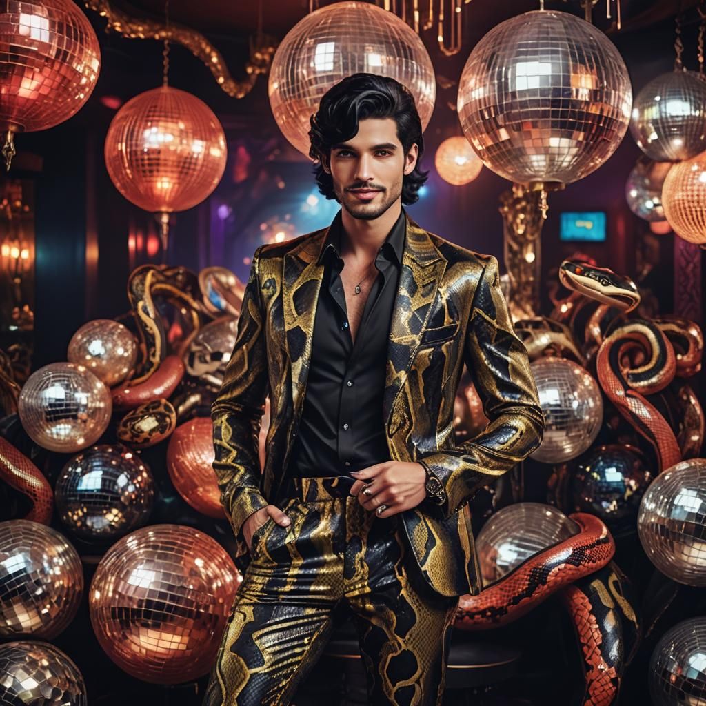 Disco Guy in Luxurious Neon Club: Fantasy Concept Art