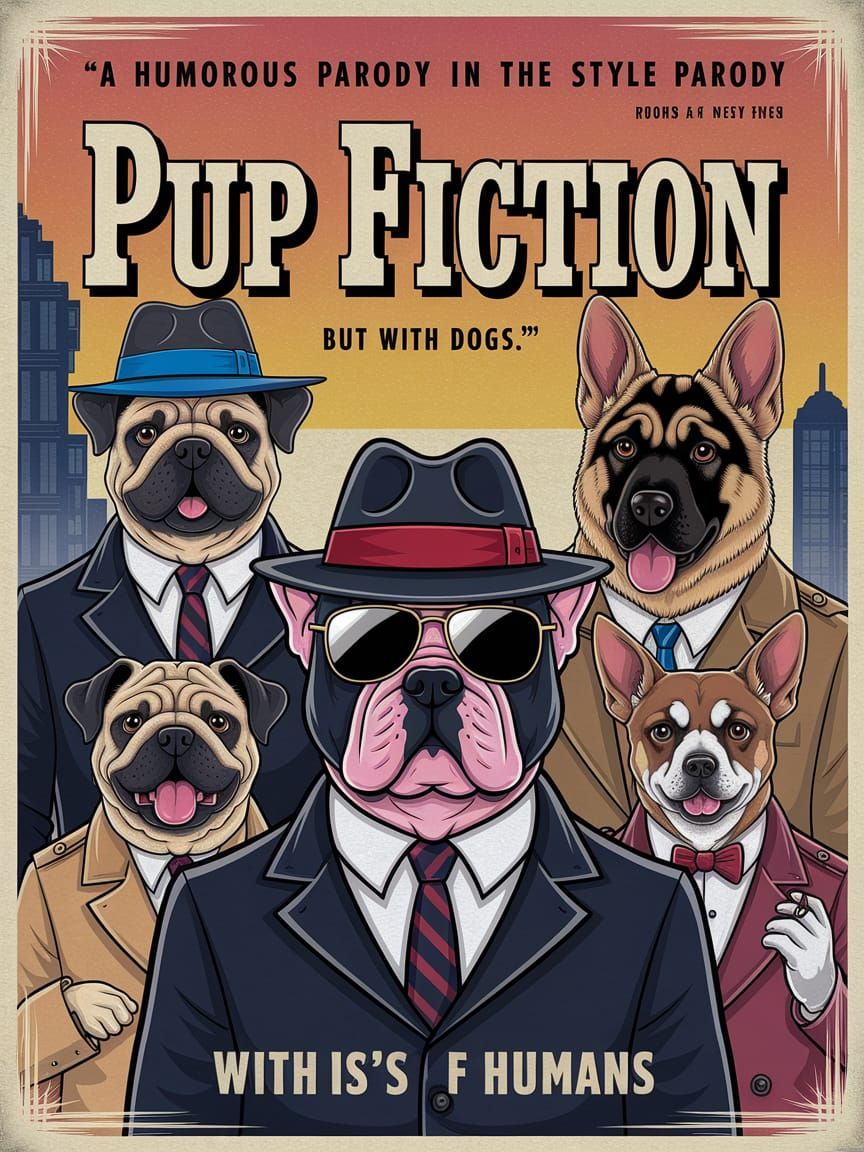 Pup Fiction: 'A humorous parody movie poster in the style of...