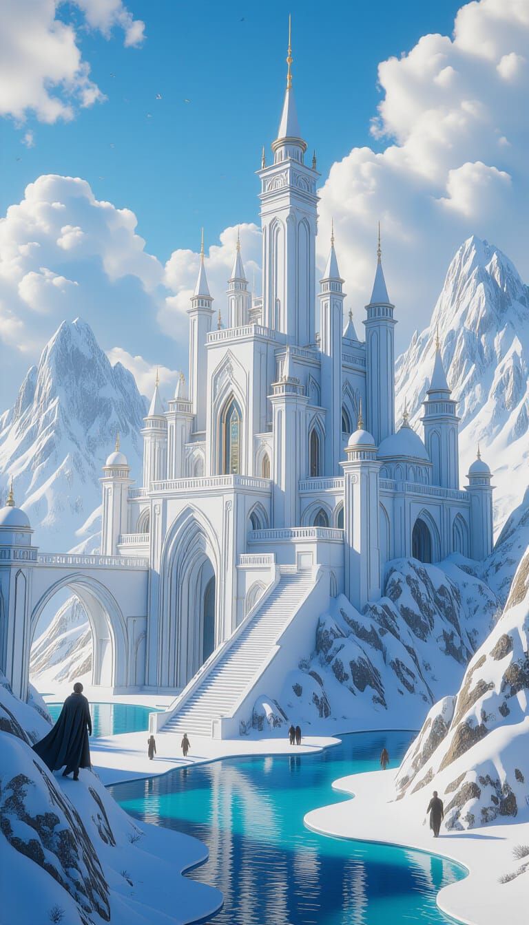 Fantastical White Creation Matte Painting in Deep Color