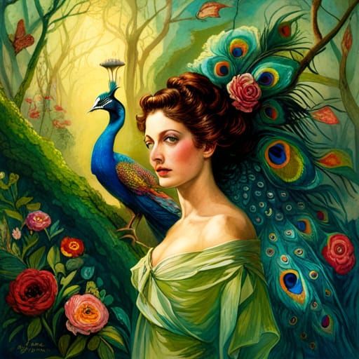 Peacock in Jungle: Detailed Concept Art