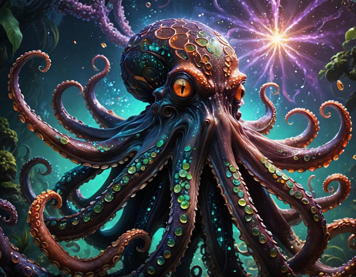 Holographic Cosmic Octopus in a Detailed Matte Painting