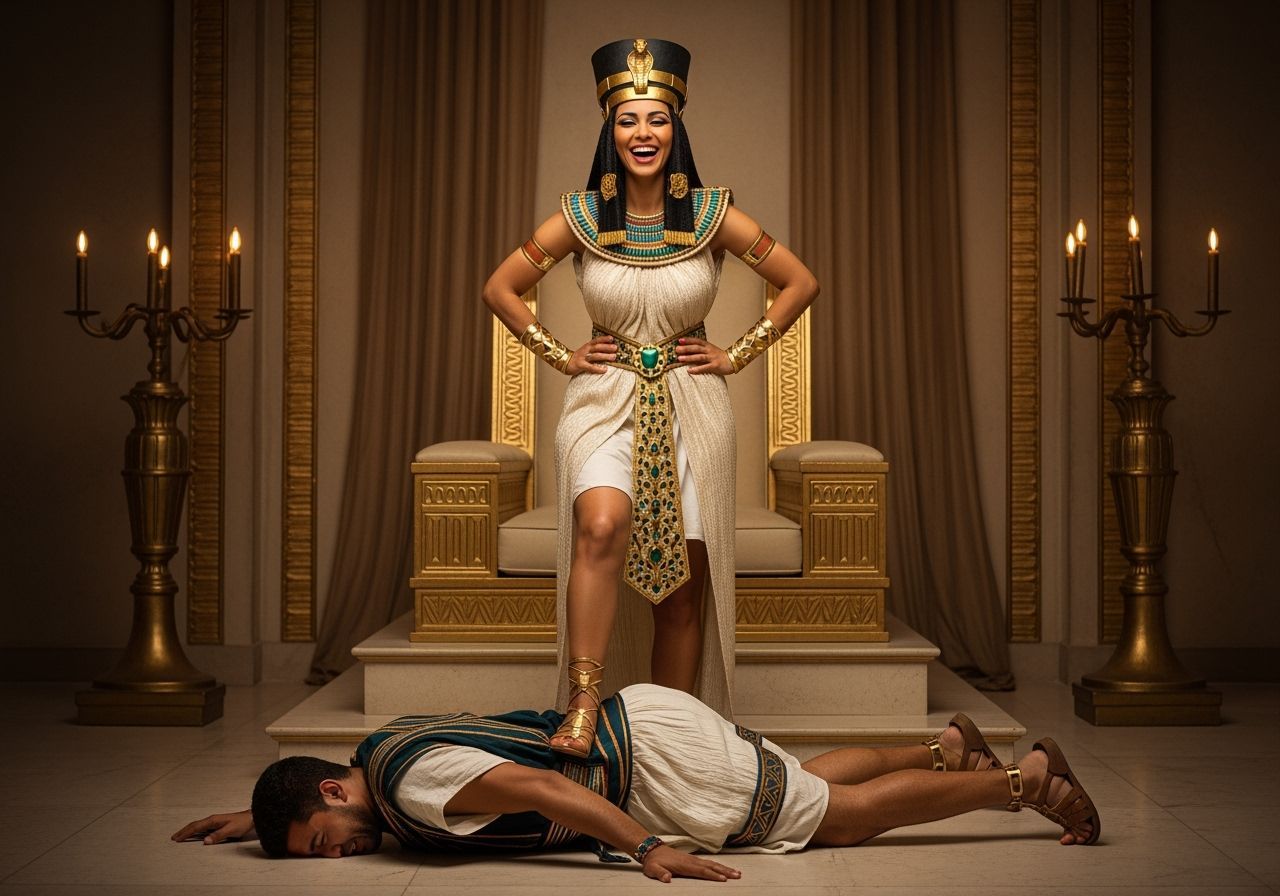 Egyptian Queen Tramples Servant: Professional Photography
