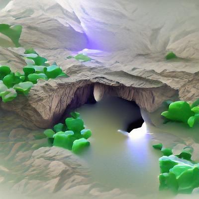 Water Cave with Bingus in Volumetric Lighting