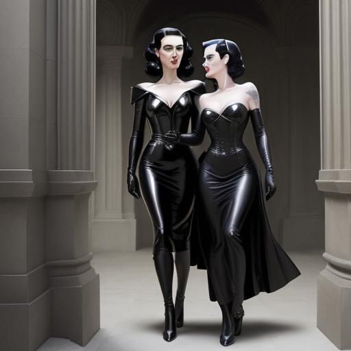 Robyn Dominique and Dita Von Teese in Leather