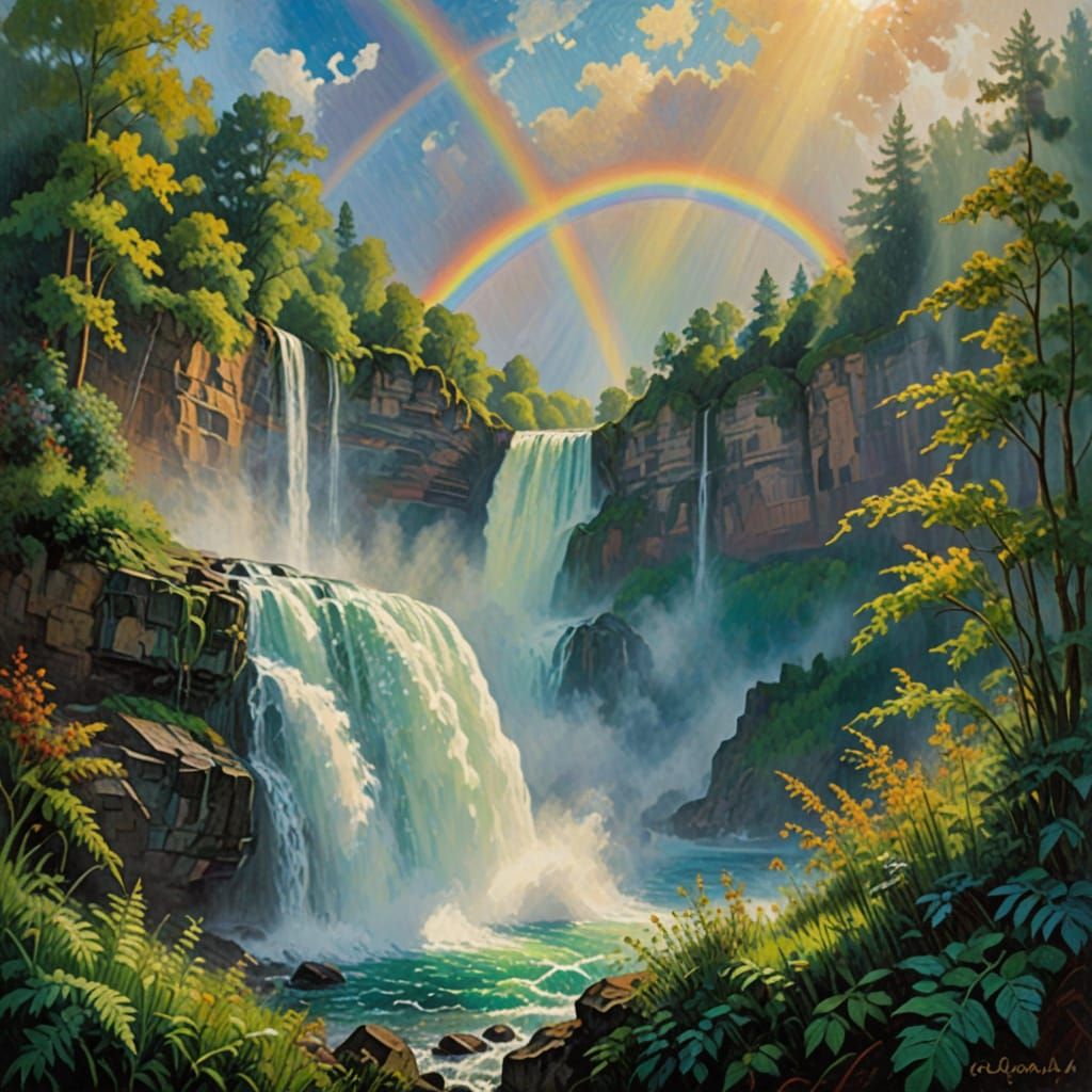 Neo-Impressionist Waterfalls at Horseshoe Falls