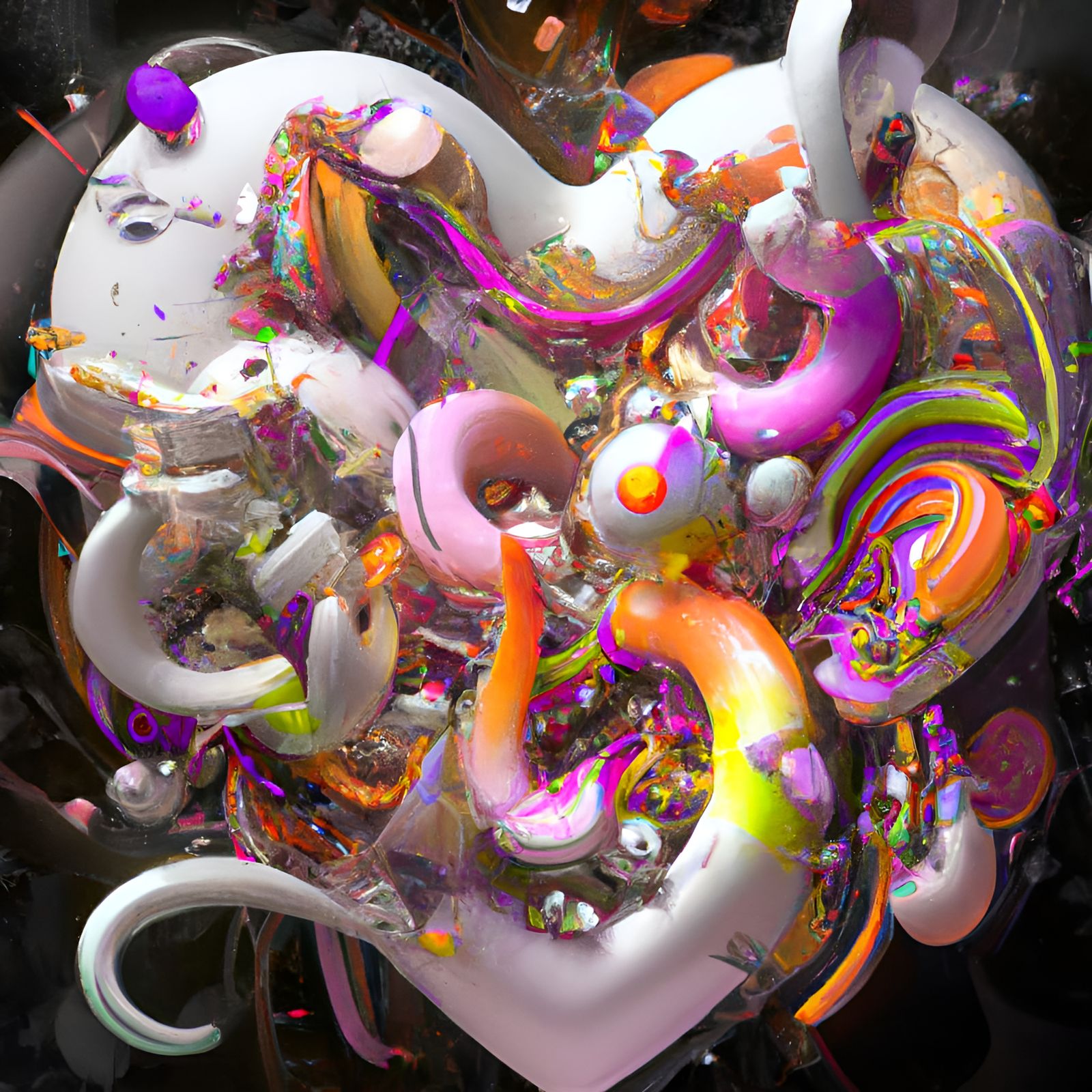 Ornate Abstract Heart in 3D Graffiti Design