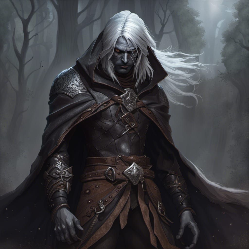 Drow in Dark Cloak: Hyperdetailed Dark Fantasy Art