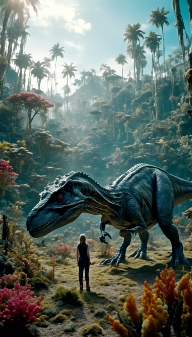 Cinematic Dinosaurs in Prehistoric Landscape