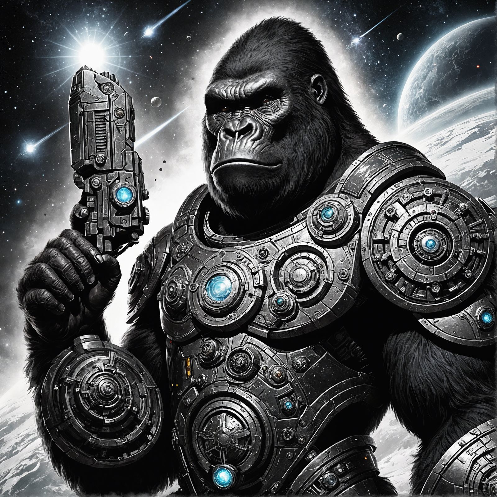Armored Space Gorilla Warrior with Raygun