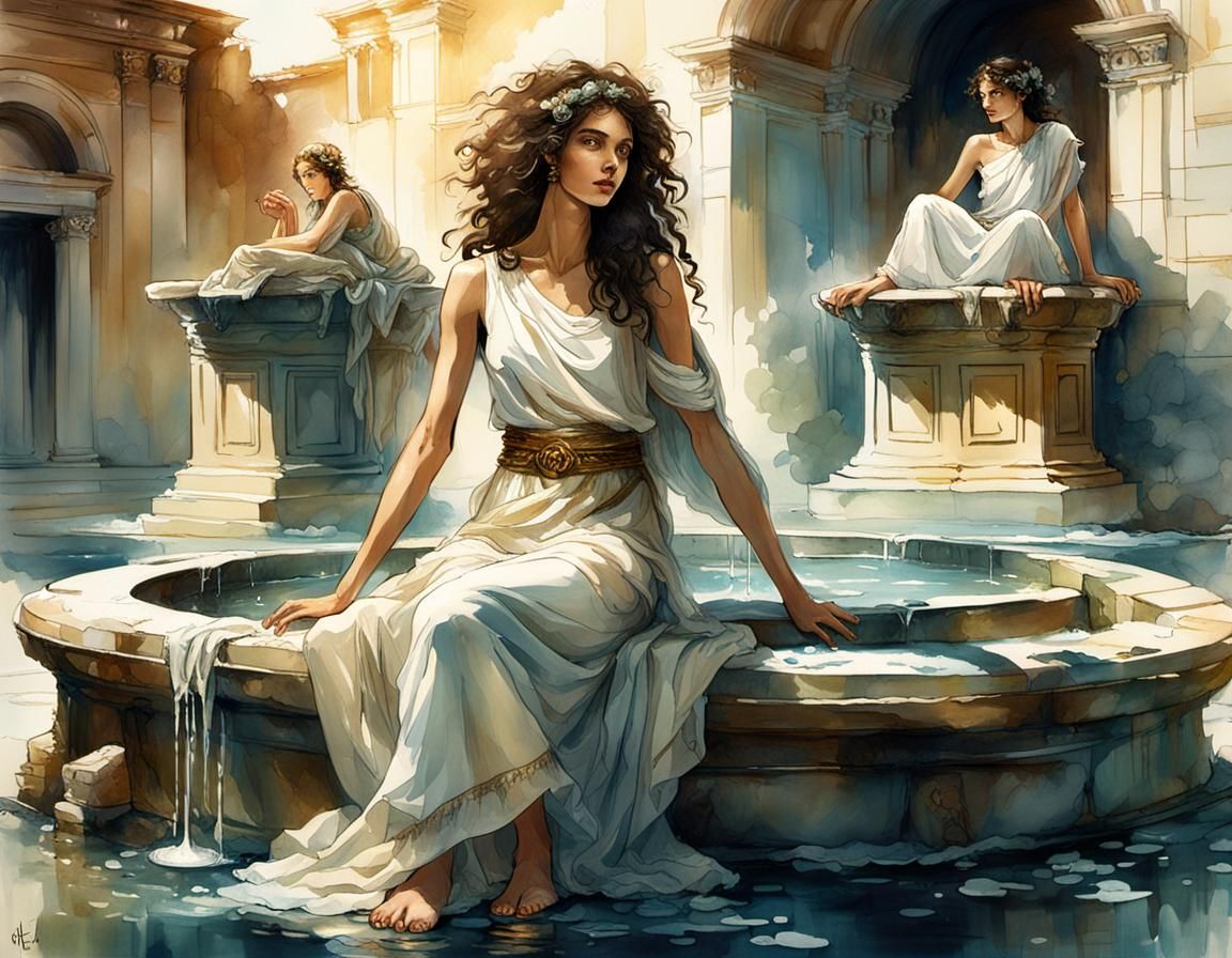 Greek Woman in Toga, DreamWorks Animation Watercolor