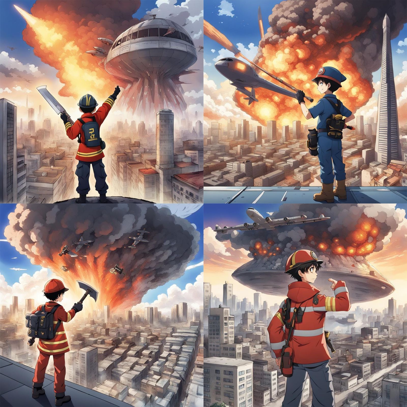 Anime Style Fireman Faces Alien Invasion