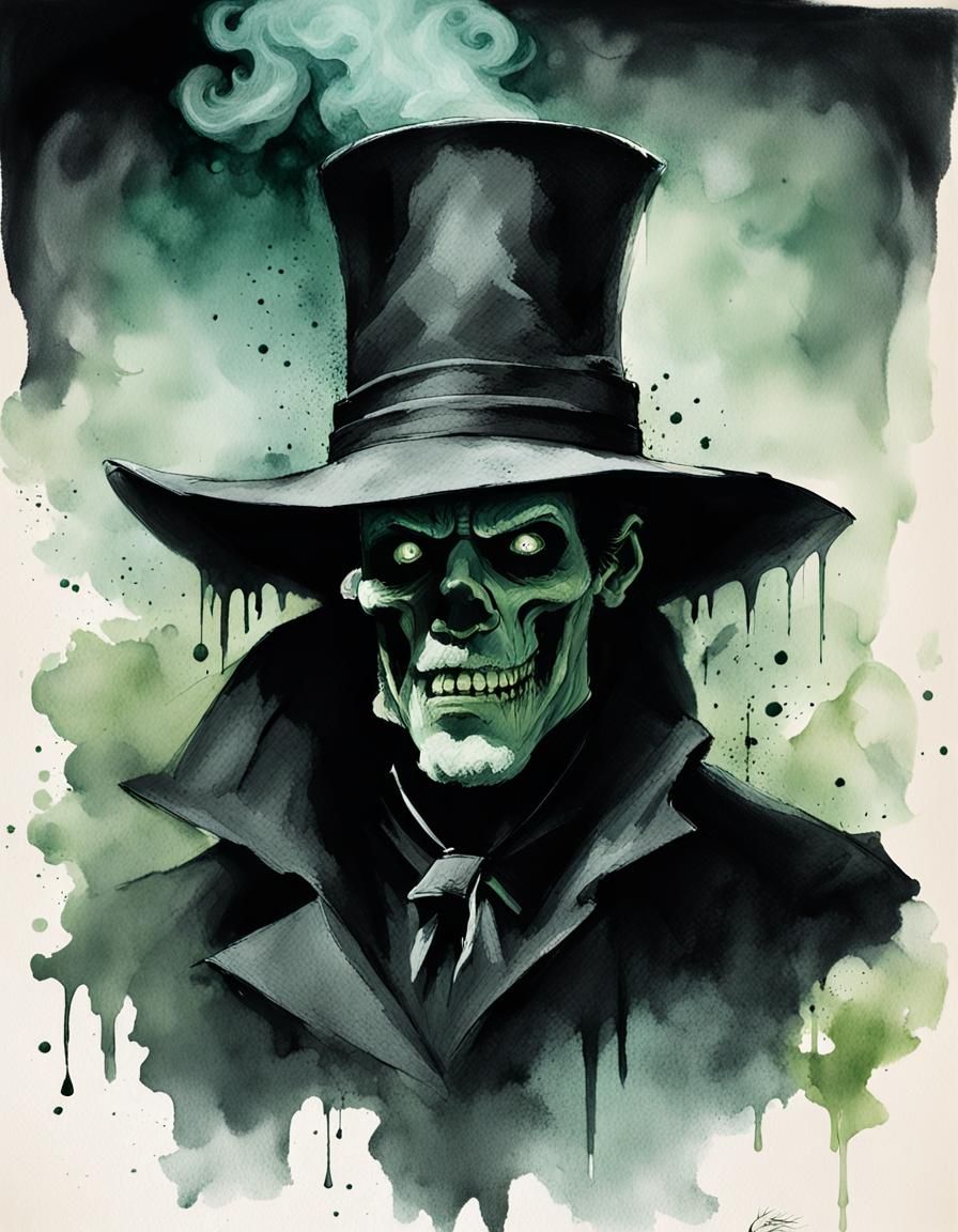 Gothic Horror Portrait in Ink Illustration Style