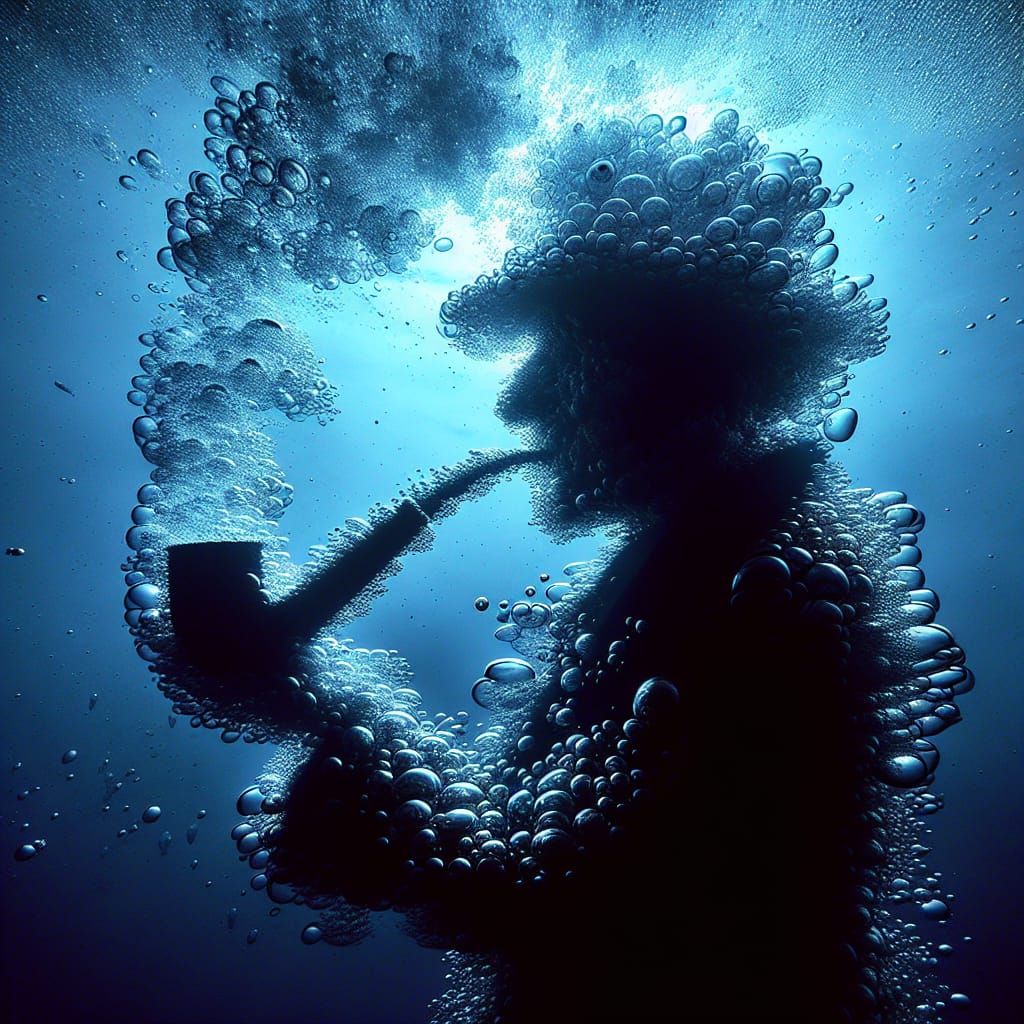 Underwater Air Bubbles Form Man Smoking Pipe