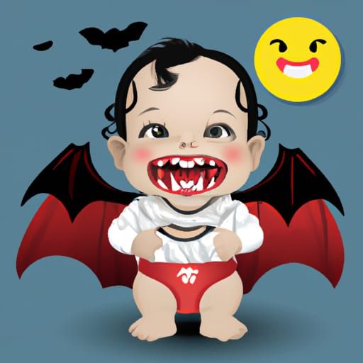 Cute Baby Vampire with Diaper Portrait