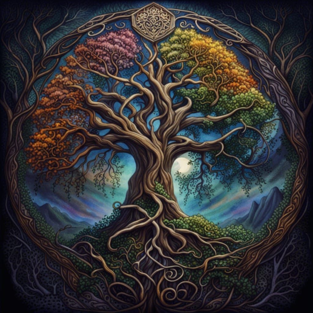 Mystical Tree of Life in Ethereal Moonlight