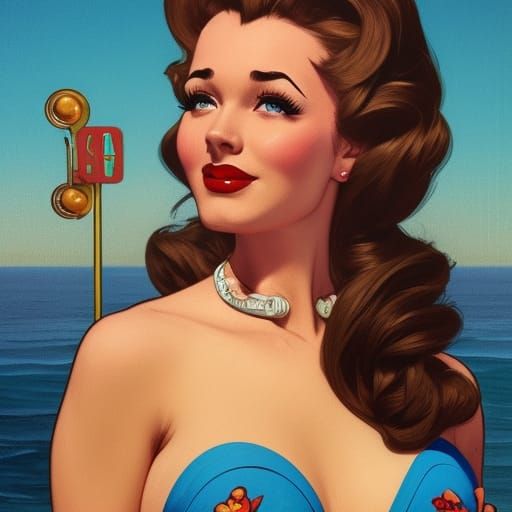 Disney Princess Pin-Up in Retro Comic Art