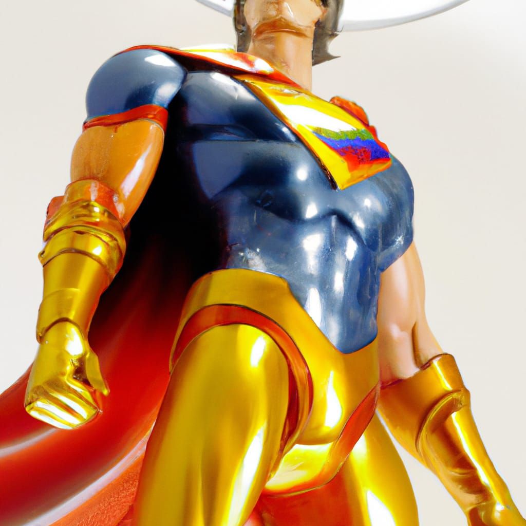 Golden Sun Superman Portrait in Comic Book Style