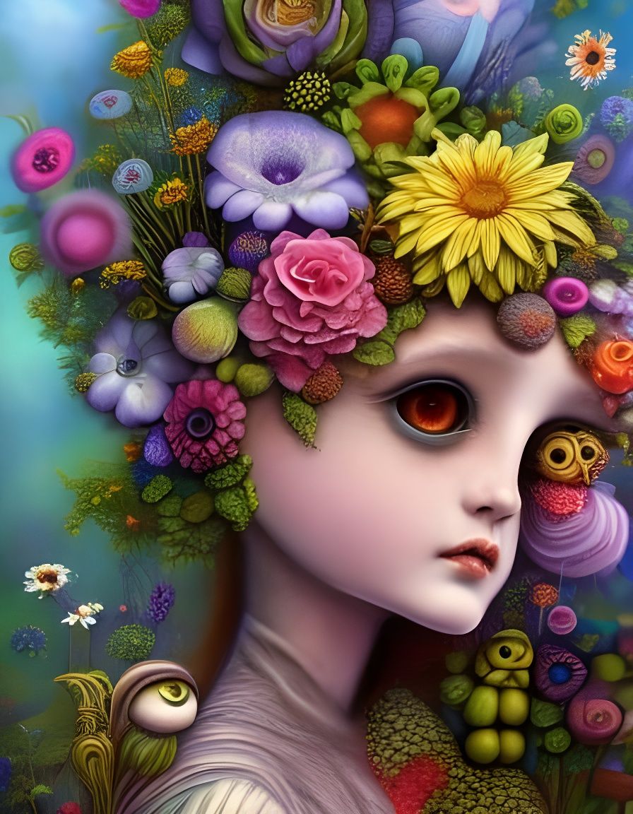 Hyperrealistic 3D Flower-People in Fantasy Diorama