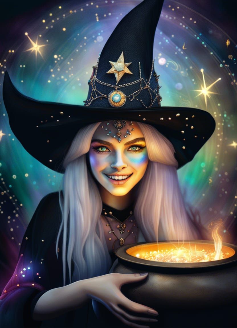 Enchanting Witch in Alchemy Lab, Art by Ingrid Baars