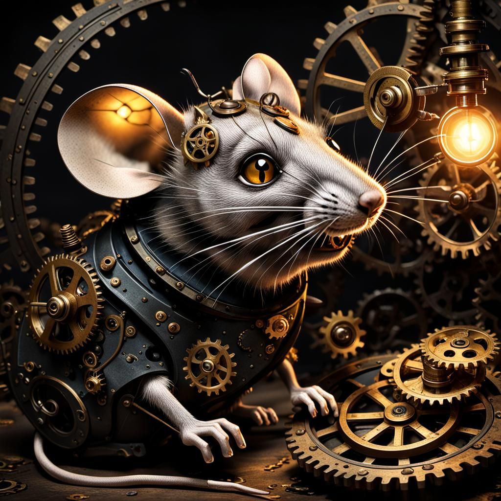 Dark Fantasy Mouse Plotting in Clockwork Nursery