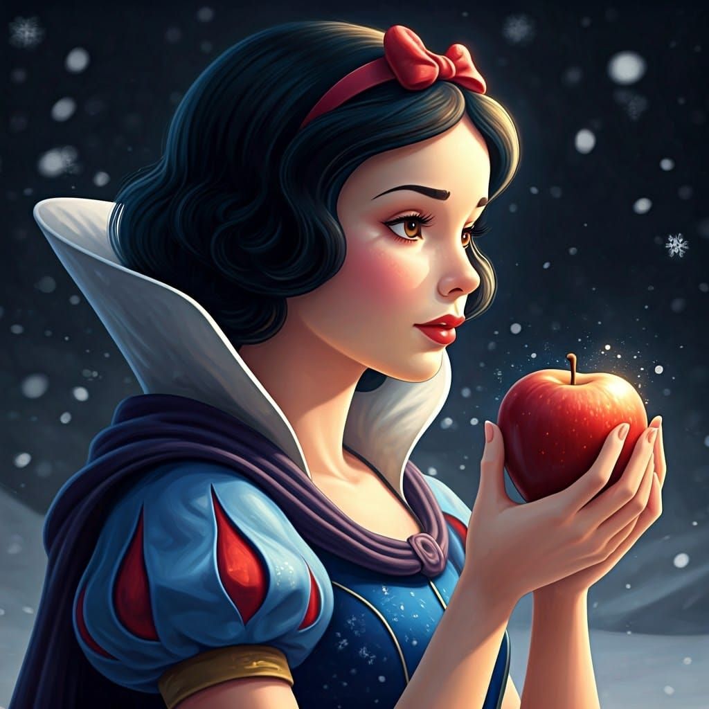 Snow White in Snowy Scene: Digital Masterpiece