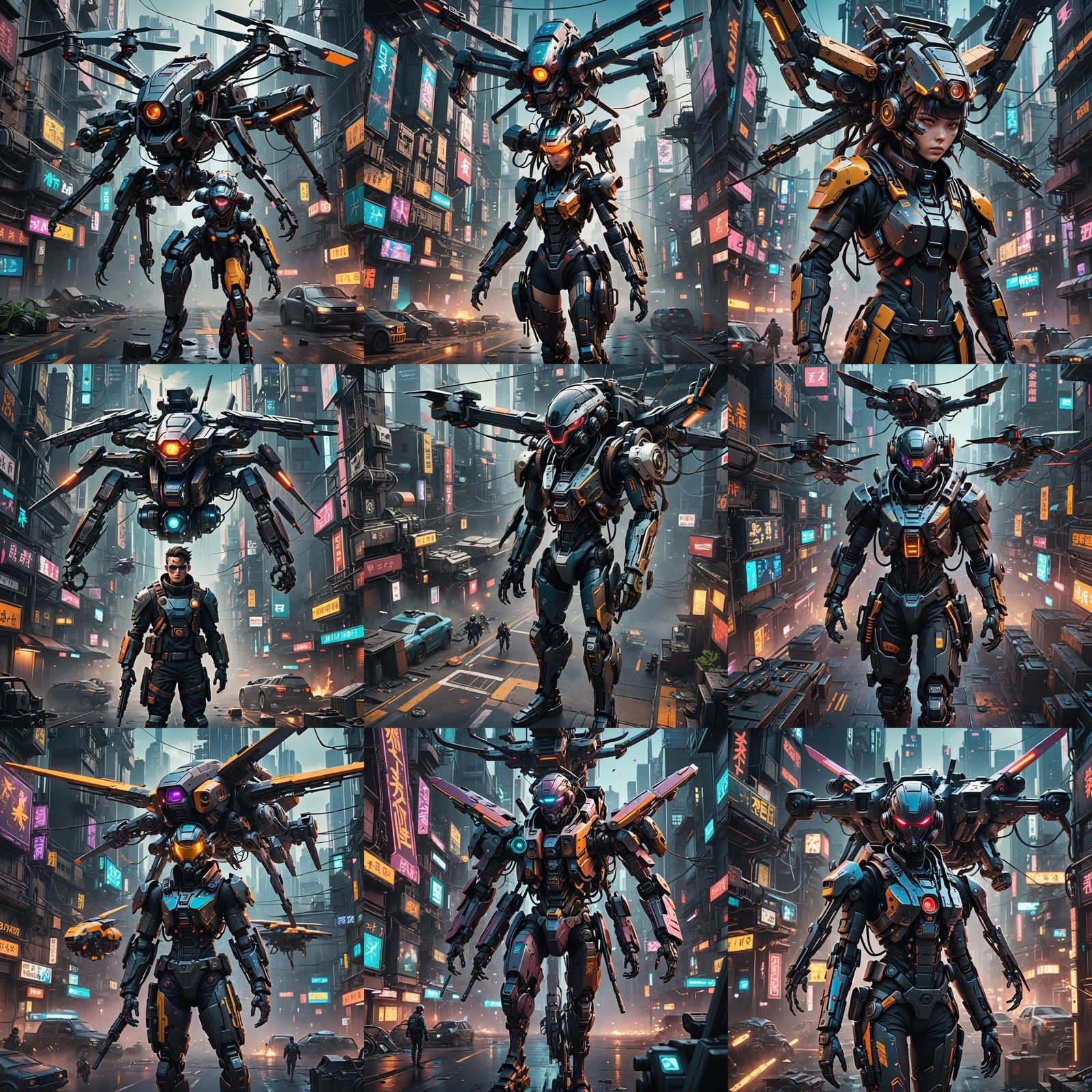 Anime Cyberpunk Drone Pilot in Detailed Matte Painting