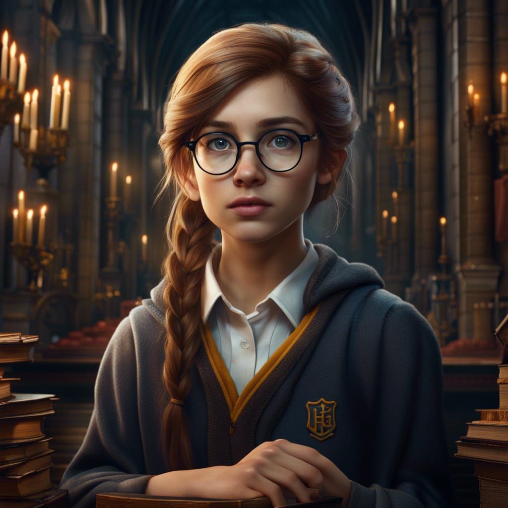 Hogwarts Student with Glasses: Detailed Digital Art