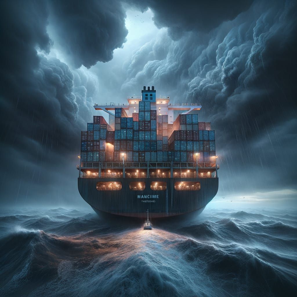 Container Ship in Stormy Seas