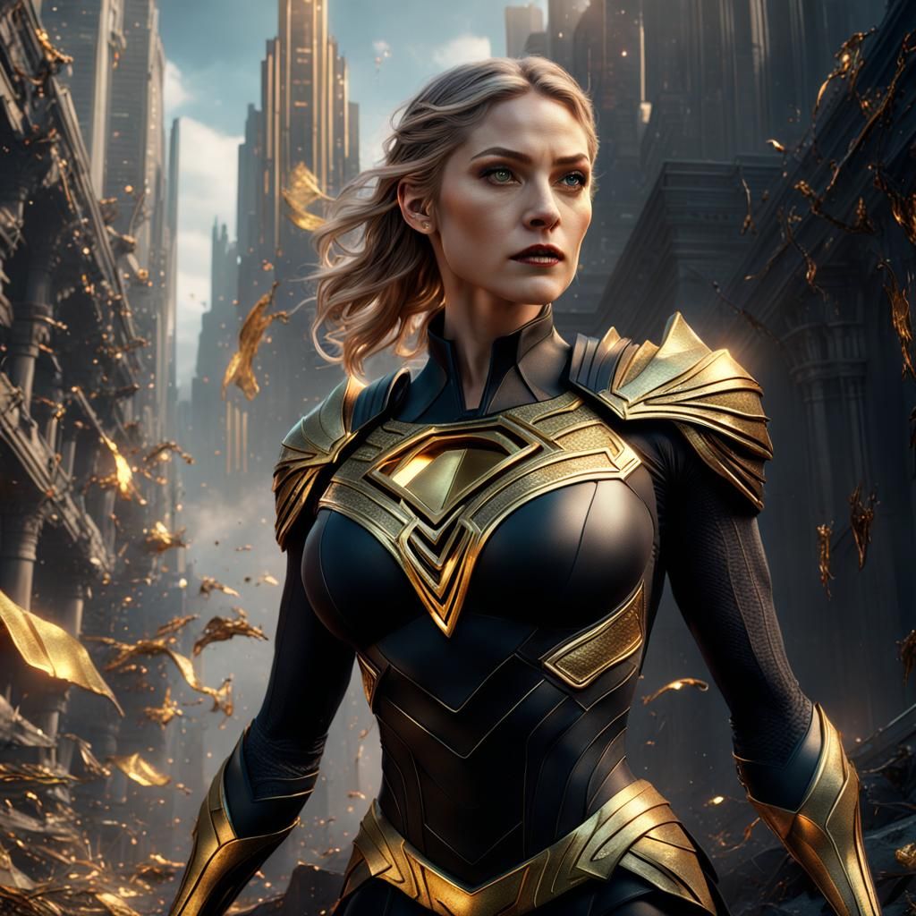 Supergirl in Black and Gold Concept Art