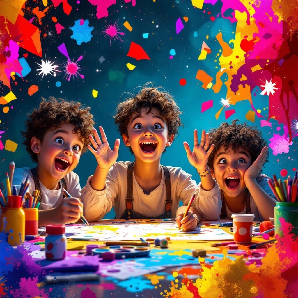 Enthusiastic Schoolchildren Project in Hyperrealistic Style