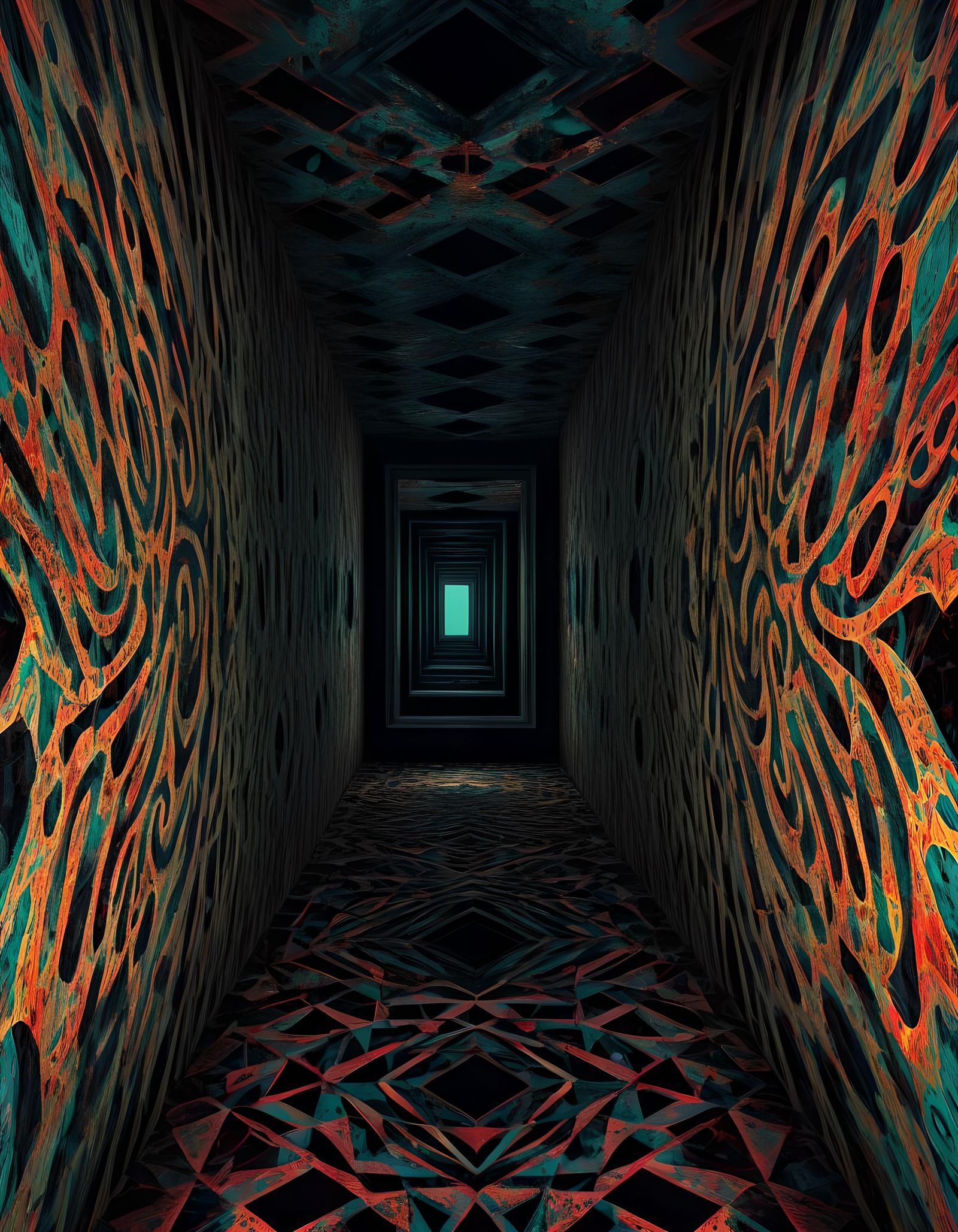 Creepy Gothic Abyss in Psychedelic Geometric Art