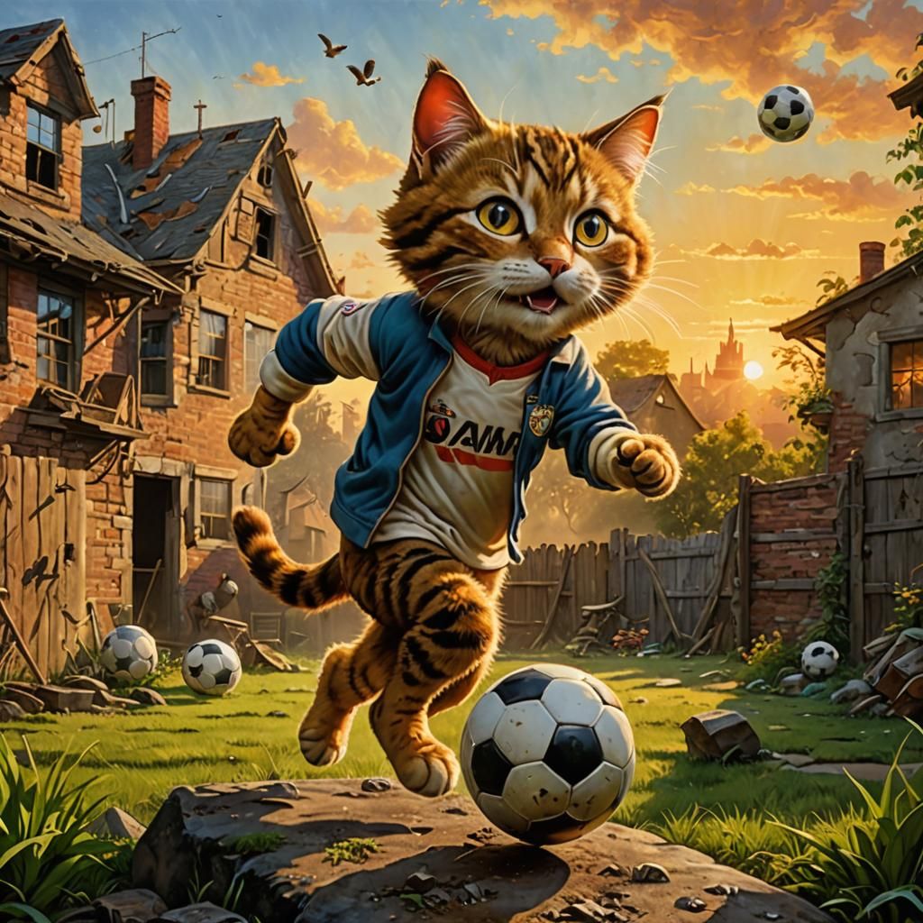 Tom Cat Plays Soccer: Academic Art Style