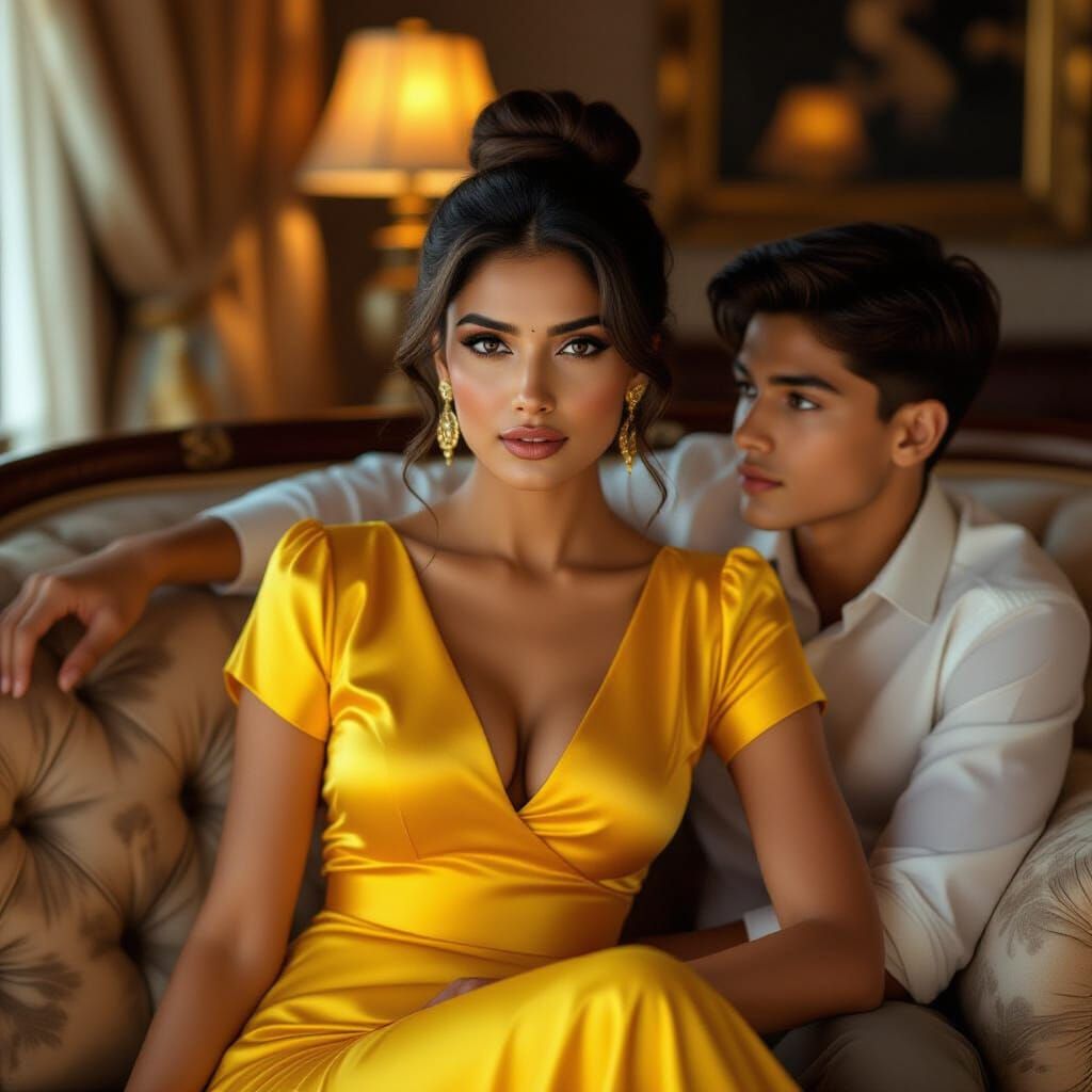 Elegant Indian Woman in Yellow Fashion Photography Style