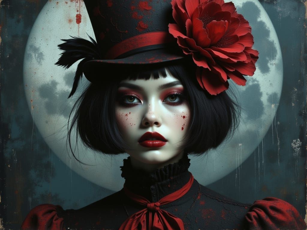 Gothic Woman in Nightmare Circus Fashion