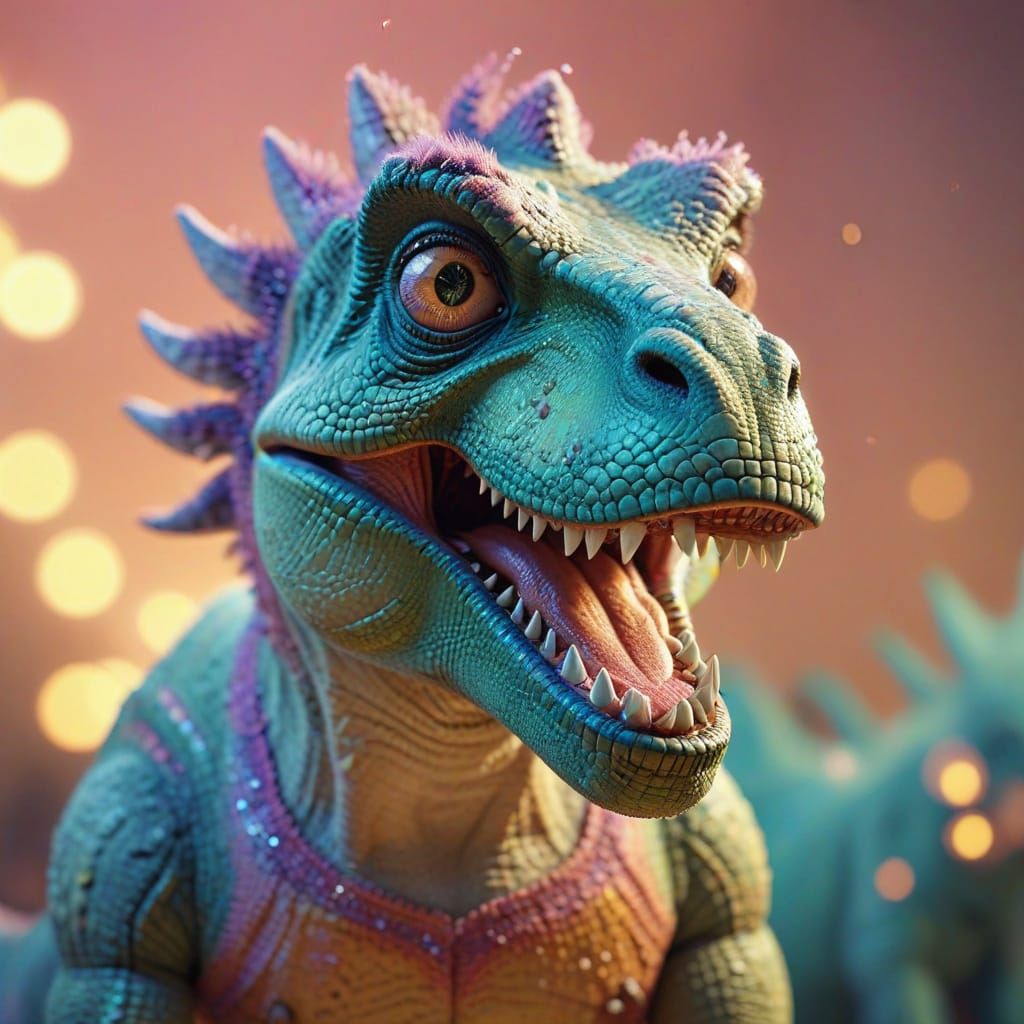 Adorable Cartoon Tyrannosaurus Rex in Pastel Colors