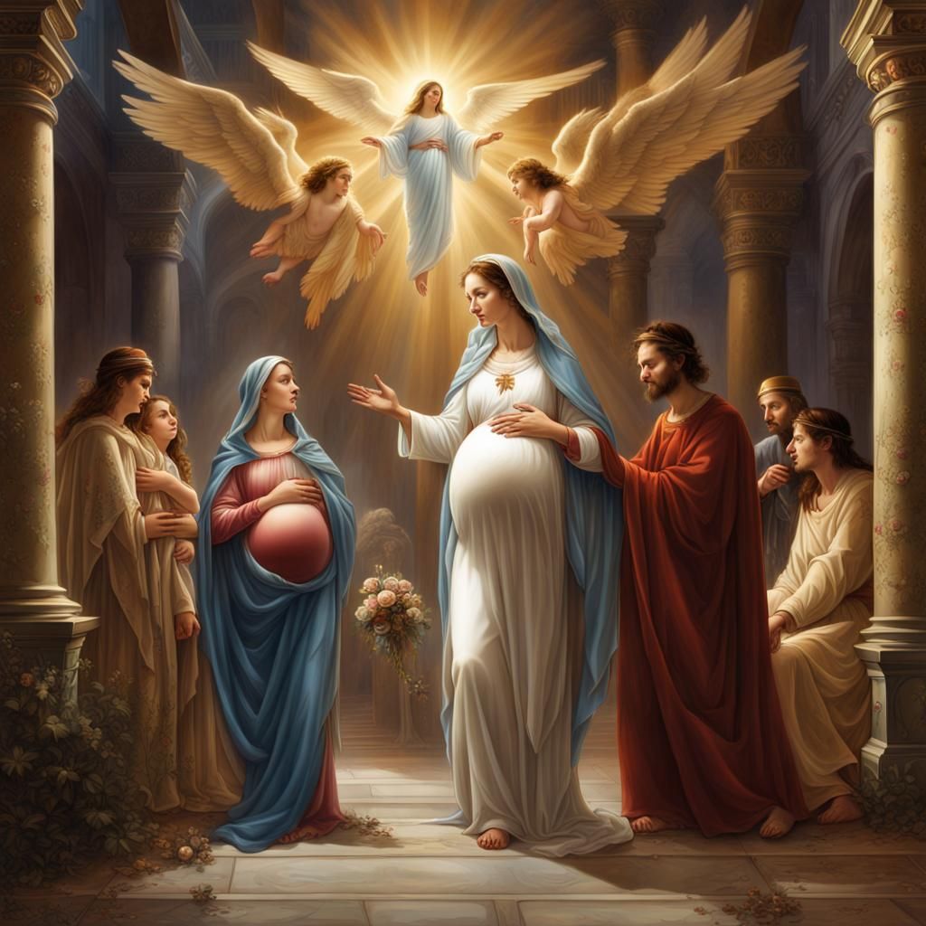 Mary and Angel Gabriel: Detailed Matte Painting