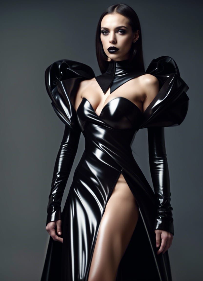 Woman in Latex Dress: Fashion Photography