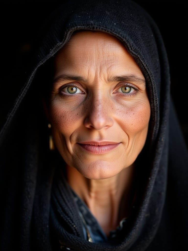 Candid Portrait of Weathered Woman in Natural Light