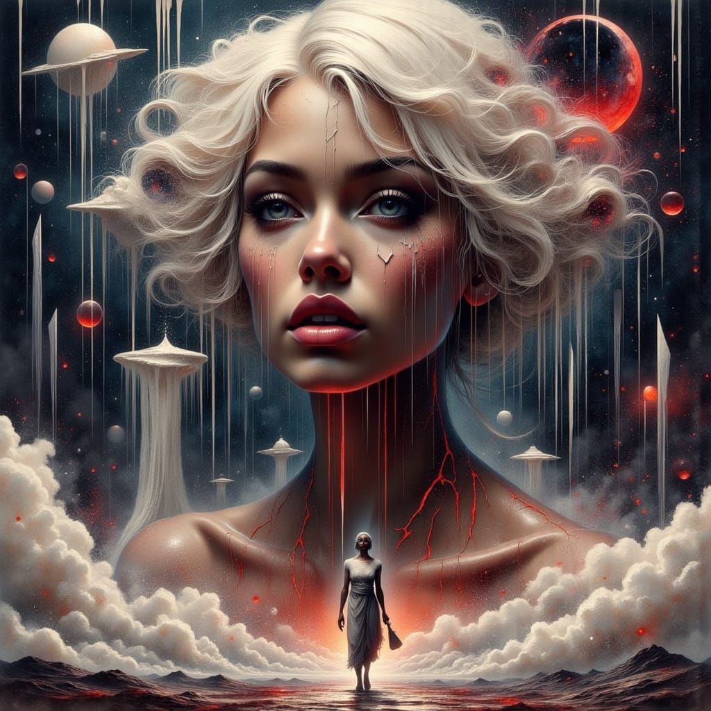 Seven Wonders Emerge from Minds, Ink Wash Painting