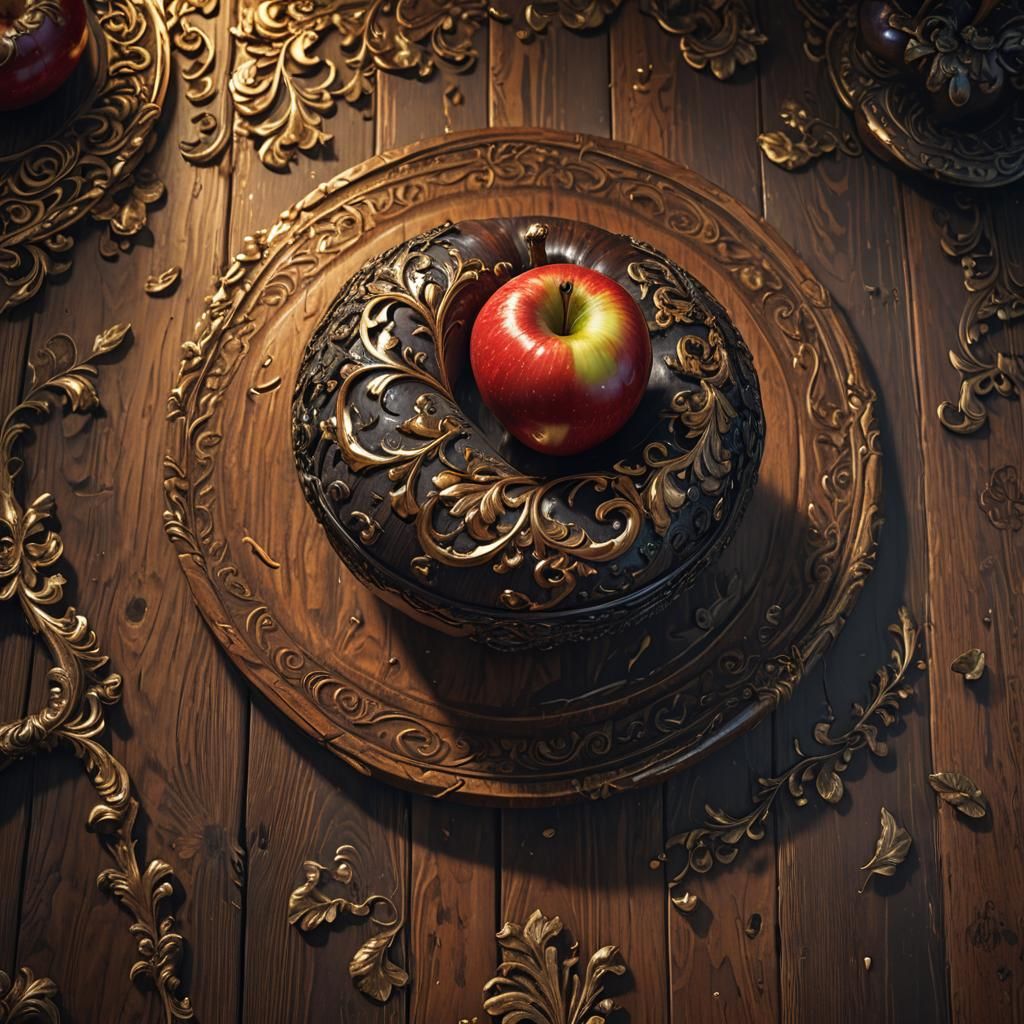 Dramatic Fantasy Art of Partially Eaten Apple