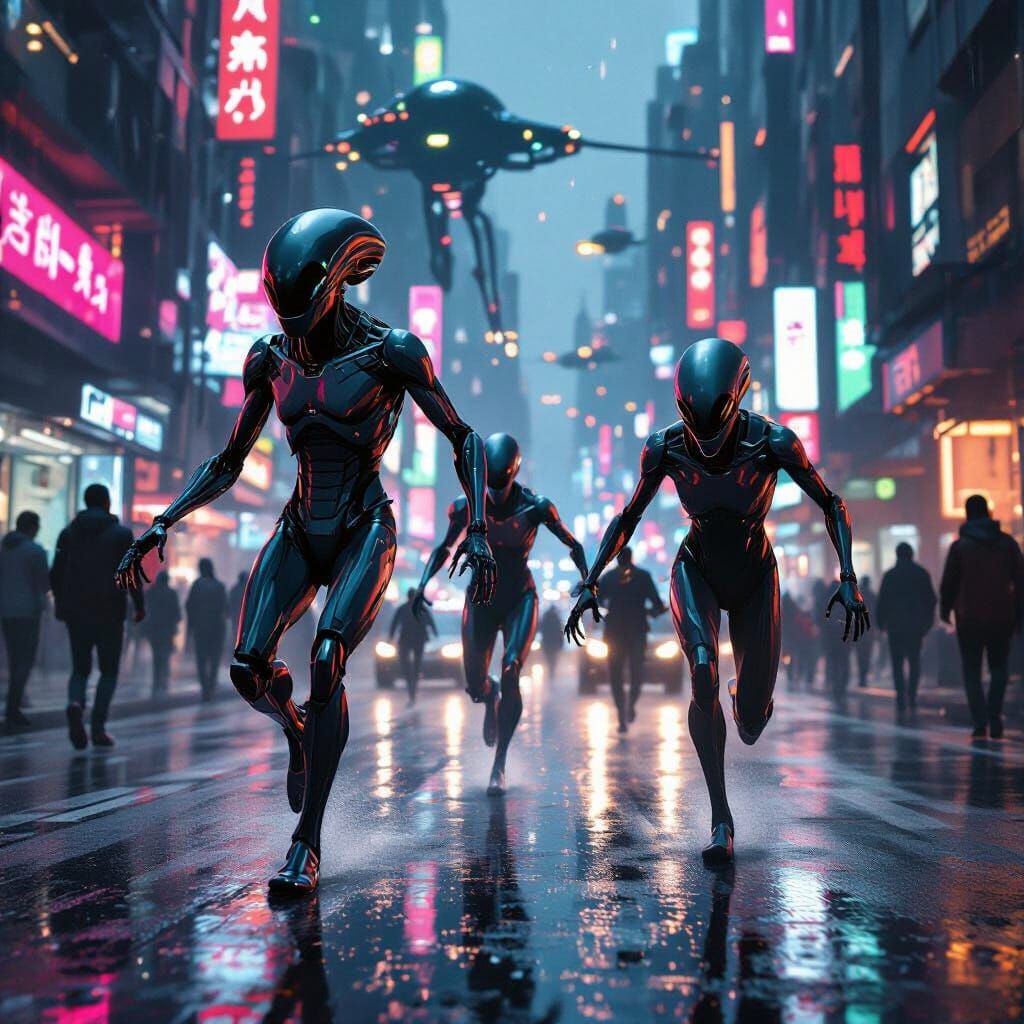 Futuristic City Chase by Metallic Aliens