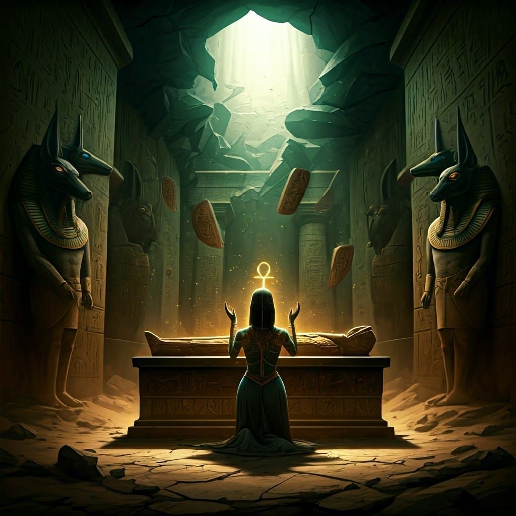 Ancient Tomb of Osiris Awakens in Dark Fantasy Realism