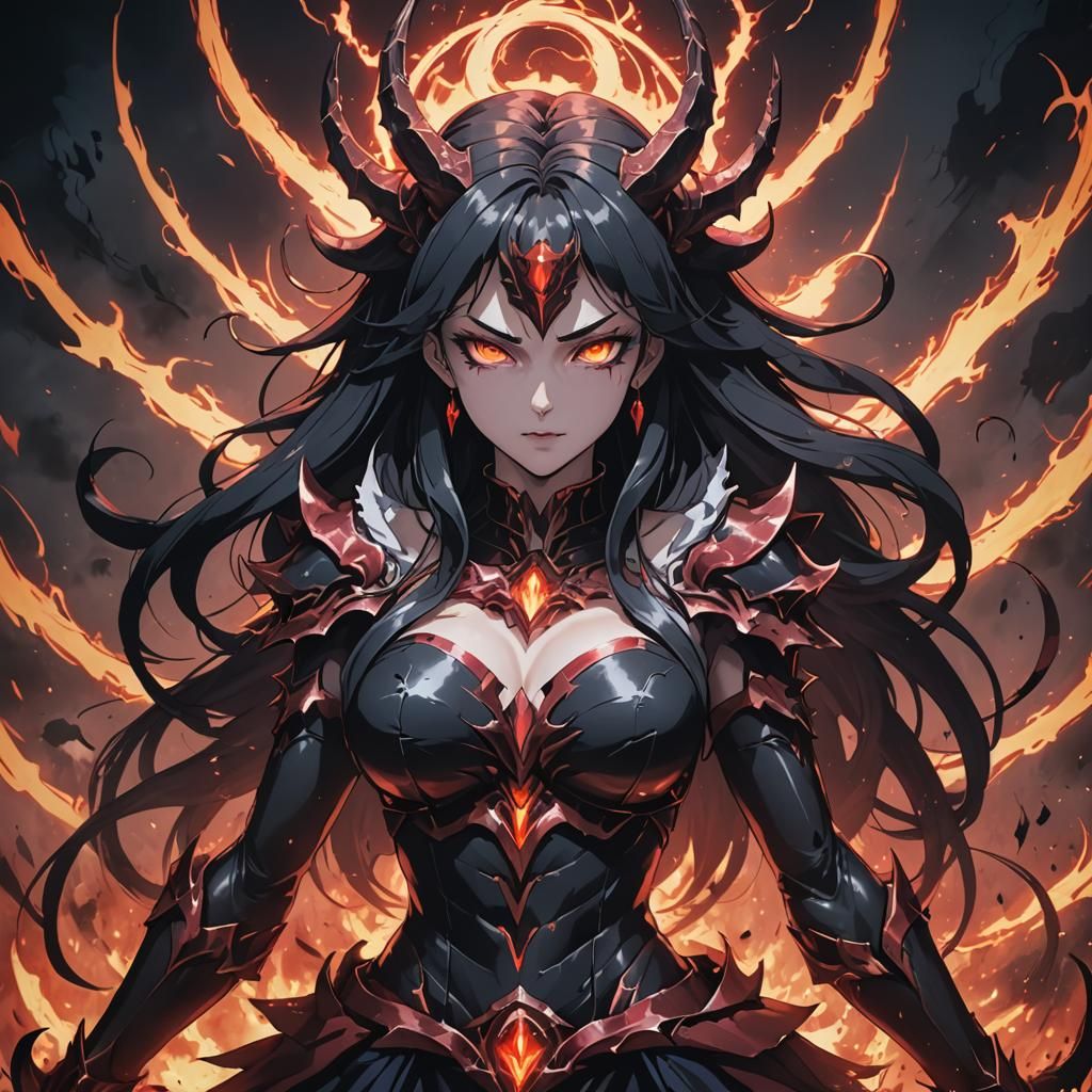 Demonic Goddess of Destruction in Anime Style